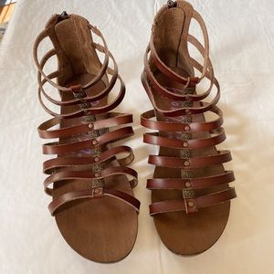 Blowfish Malibu brown gladiator sandals.